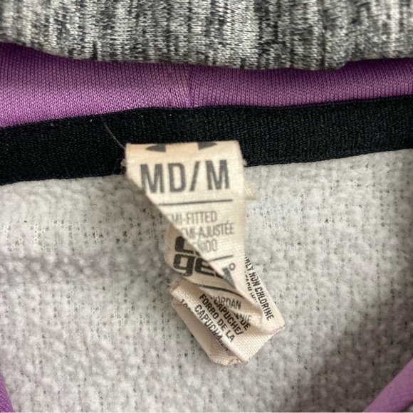 Under Armour Cold Gear Heather Grey Pullover Hoodie Sweatshirt Kangaroo Pocket M - Picture 6 of 8